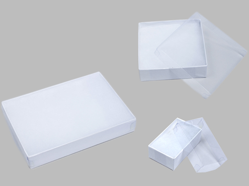 Clear Lid Jewelry Boxes - White Swirl Base