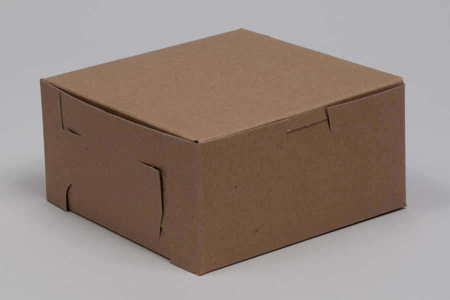 6 x 6 x 3 NATURAL KRAFT ONE-PIECE BAKERY BOXES