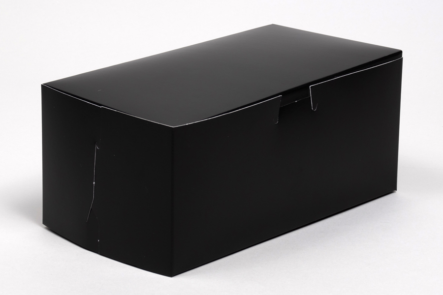 9 x 5 x 4 BLACK GLOSS ONE-PIECE BAKERY BOXES