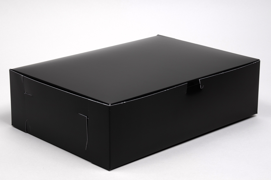 14 x 10 x 4 BLACK GLOSS ONE-PIECE BAKERY BOXES