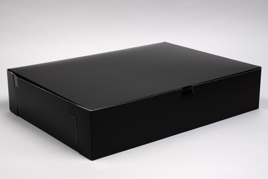 19 x 14 x 4 BLACK GLOSS ONE-PIECE BAKERY BOXES