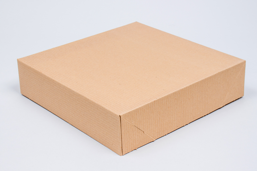 10.5 x 10.5 x 2.5 NATURAL KRAFT PINSTRIPE TUCK-TOP GIFT BOXES