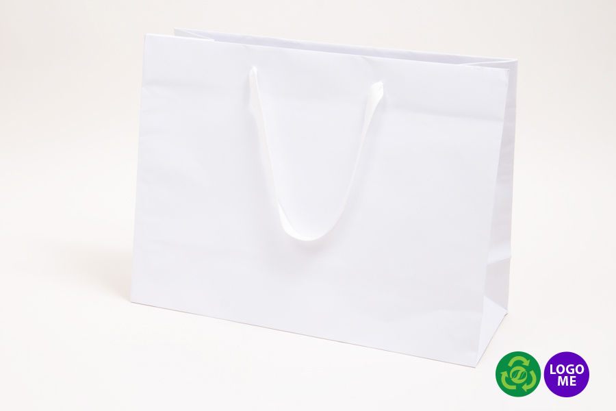 16 x 6 x 12 MATTE WHITE TINTED PAPER EUROTOTE - TWILL RIBBON HANDLES
