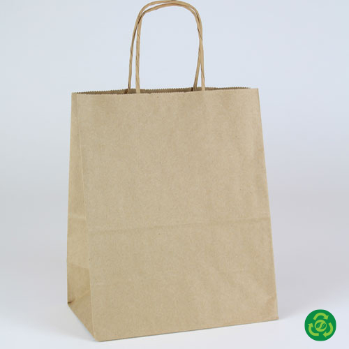 8 x 4-1/2 x 10-1/4 PREMIUM ECOPLUS™ NATURAL KRAFT PAPER SHOPPING BAGS