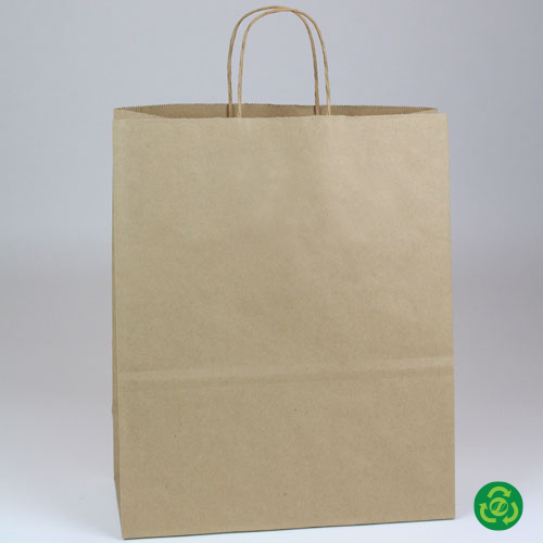13 x 6 x 15-3/4 PREMIUM ECOPLUS™ NATURAL KRAFT PAPER SHOPPING BAGS