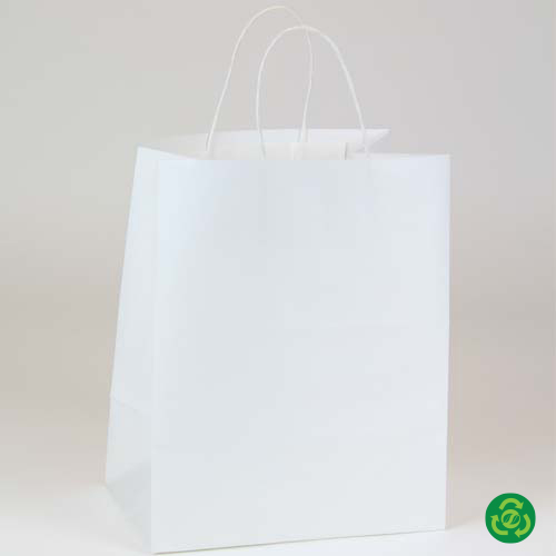 10 x 6-3/4 x 12 PREMIUM ECOPLUS™ WHITE KRAFT PAPER SHOPPING BAG