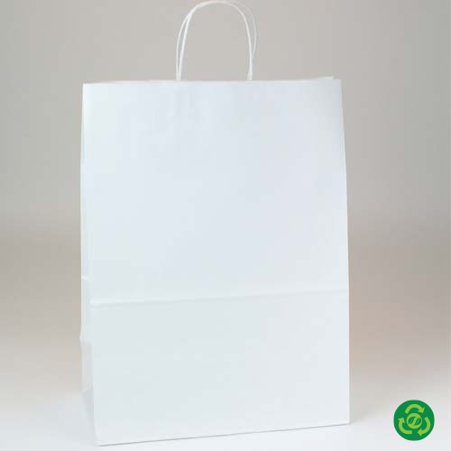 13 x 7 x 17 PREMIUM ECOPLUS™ WHITE KRAFT PAPER SHOPPING BAG