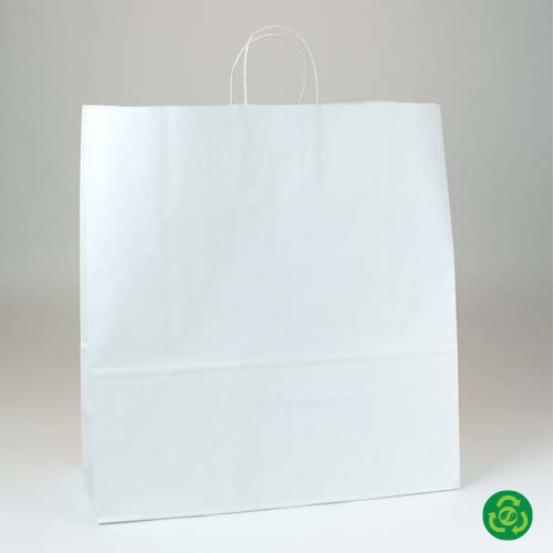 18 x 7 x 18.75 ECONOMY WHITE KRAFT PAPER SHOPPING BAGS ***LIMITED AVAILABILITY***