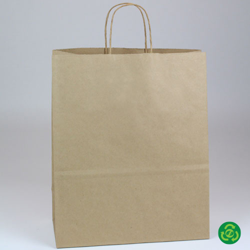 13 x 7 x 13 PREMIUM ECOPLUS™ NATURAL KRAFT PAPER SHOPPING BAGS