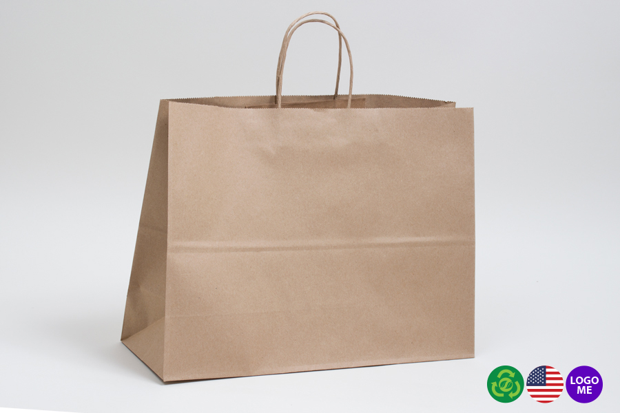 24 x 7.5 x 18.75 NATURAL KRAFT PAPER SHOPPING BAGS