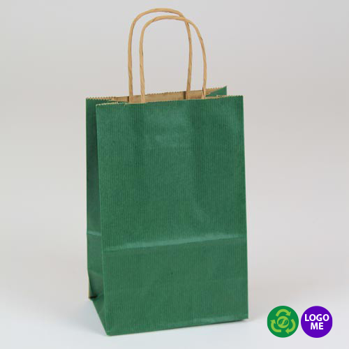 5.5 x 3.25 x 8.37 FOREST GREEN MATTE SHADOWSTRIPE PAPER BAGS