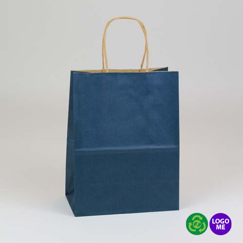 5.50 x 3.25 x 8 NAVY BLUE MATTE SHADOWSTRIPE PAPER BAGS ***LIMITED AVAILABILITY***
