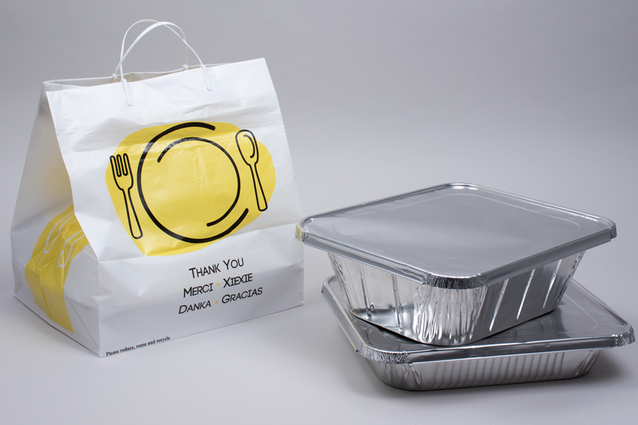 Restaurantware Saving Nature Clear Plastic Take Out Bag - Fits 2-Cup Drink Carrier - 13 3/4 x 7 3/4 x 4 1/4 - 100 Count Box