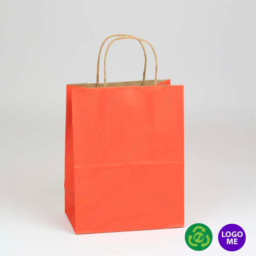 8 x 4.75 x 10.5 TERRA COTTA MATTE SHADOWSTRIPE PAPER BAGS ***LIMITED AVAILABILITY***