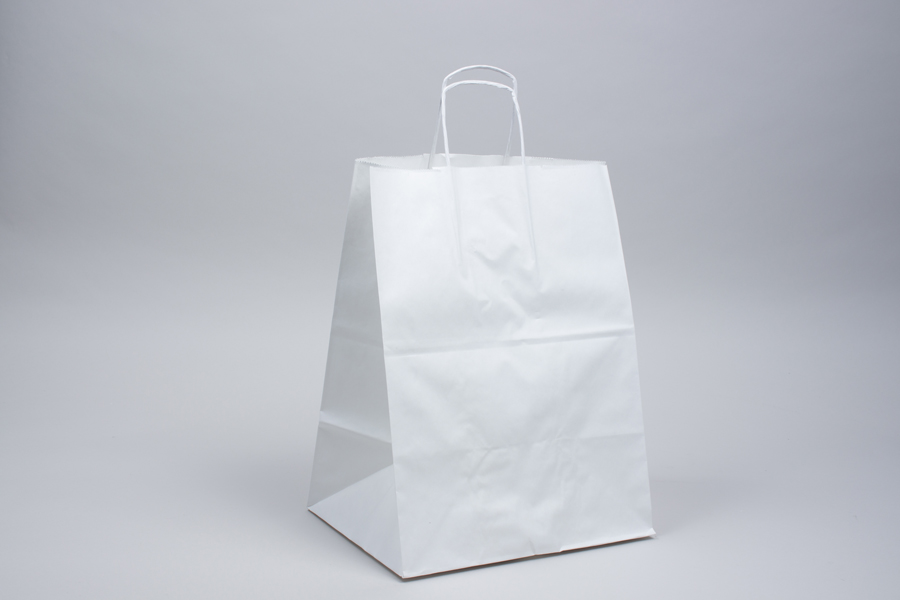 13x7x17 Medium White Kraft Paper Shopping Bag with Strong Twist Handle –  EcoQuality Store