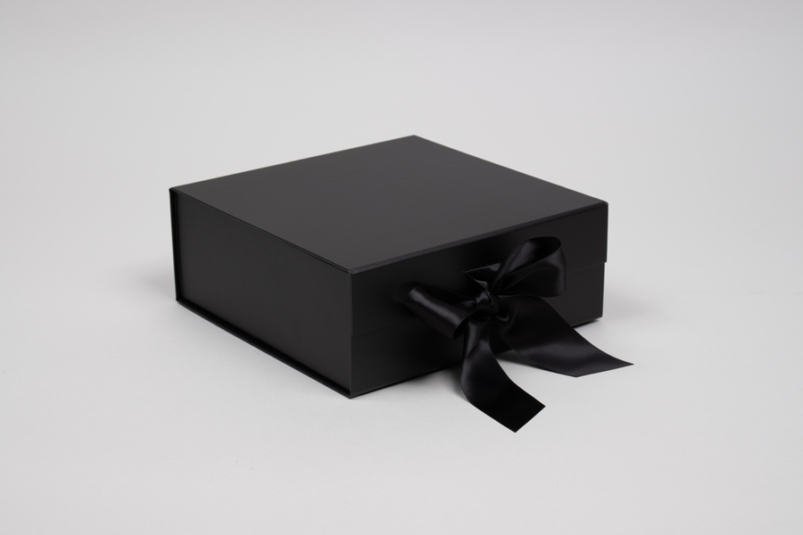 8 x 8 x 3-1/8 MATTE BLACK MAGNETIC LID GIFT BOXES WITH RIBBON