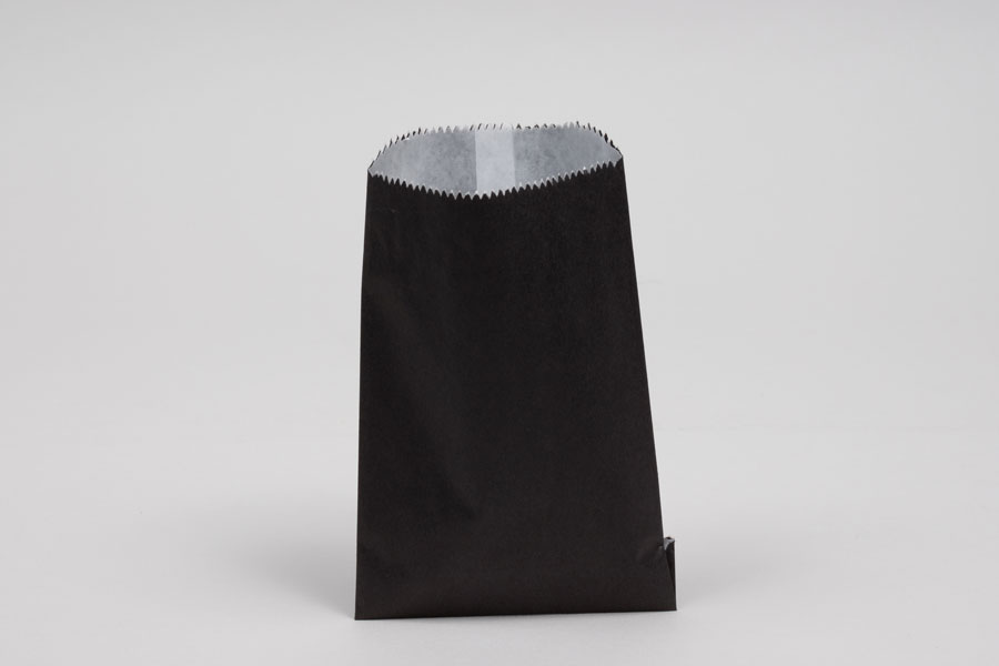 1/4# - 4-3/4 x 6-3/4 BLACK GLASSINE LINED GOURMET MERCHANDISE BAGS