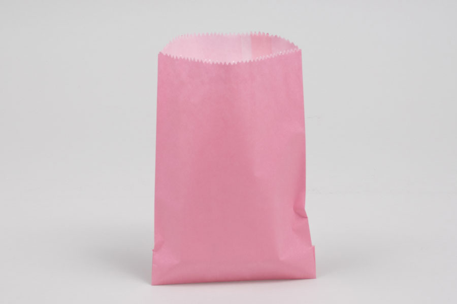 1/4# - 4-3/4 x 6-3/4 PETAL PINK GLASSINE LINED GOURMET MERCHANDISE BAGS