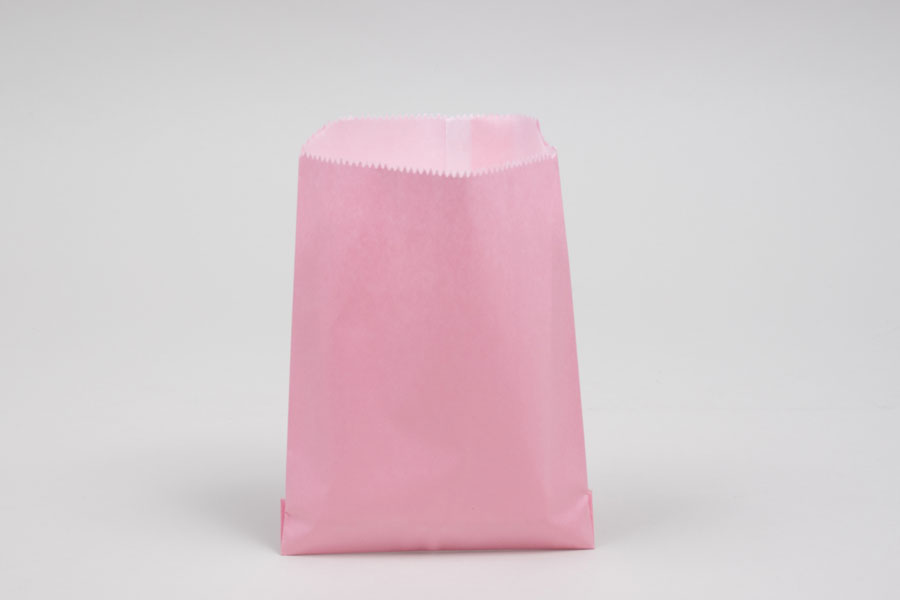 1/2# - 5-3/4 x 7-1/2 PETAL PINK GLASSINE LINED GOURMET MERCHANDISE BAGS