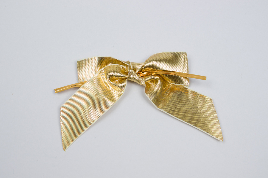 Metallic Dusty Gold Pre-tied Bow 3 1/2 25 pack MBOWG