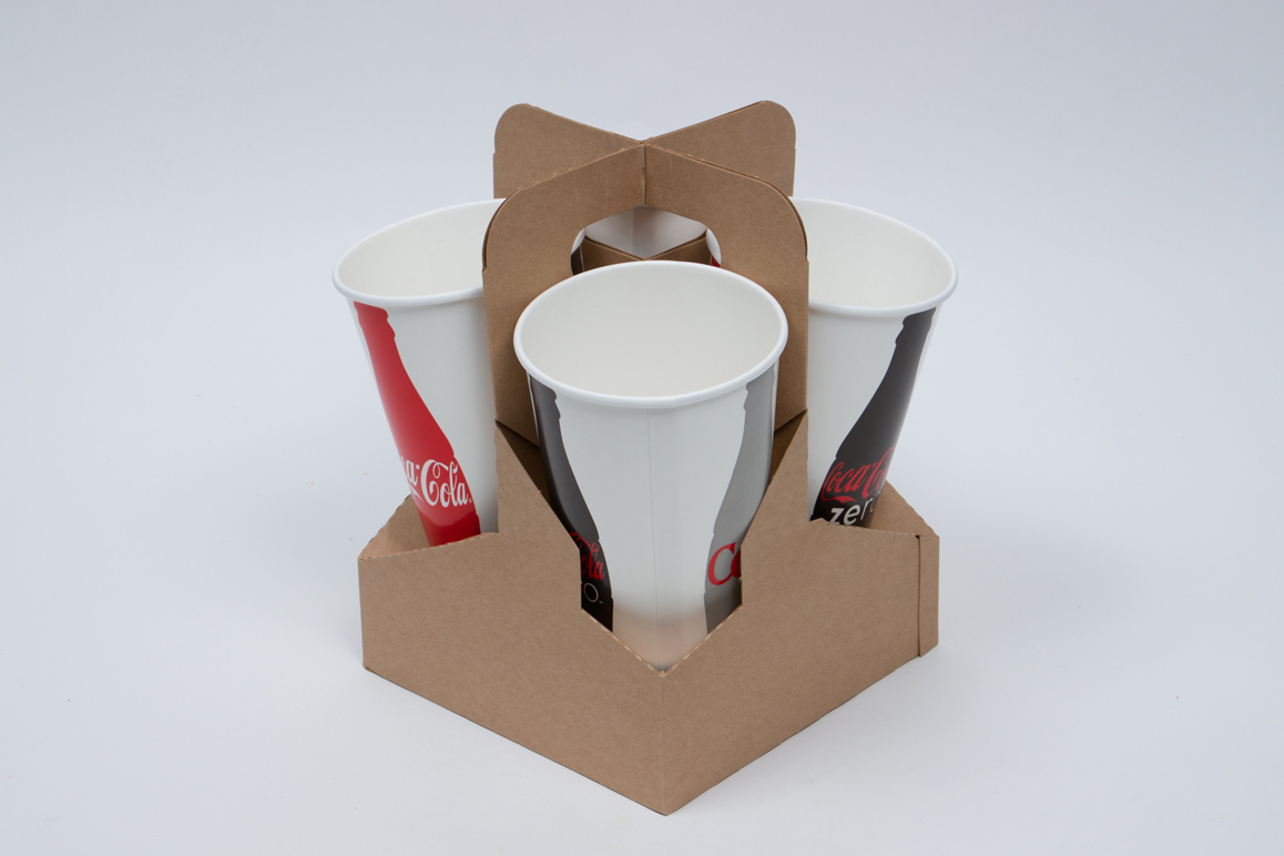 7 x 7 x 9-1/4 NATURAL KRAFT 4 DRINK CUP CARRIER – 32OZ JUMBO EXPANDABLE