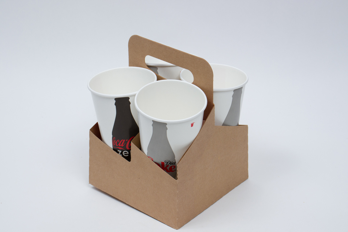 7-1/4 x 7 x 9-1/4 NATURAL KRAFT 4 DRINK CUP CARRIER – 32OZ JUMBO