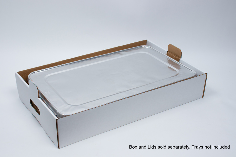 22 x 13-1/2 x 4 WHITE HANDLED CATERING TRAY - FULL SHEET