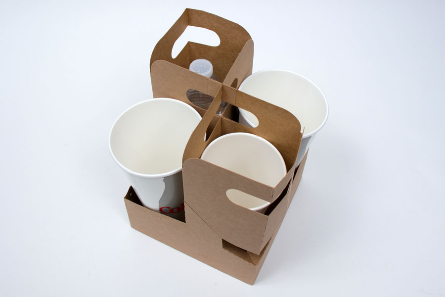7 x 7 x 9-1/4 NATURAL KRAFT 4 DRINK CUP CARRIER – 32OZ JUMBO EXPANDABLE