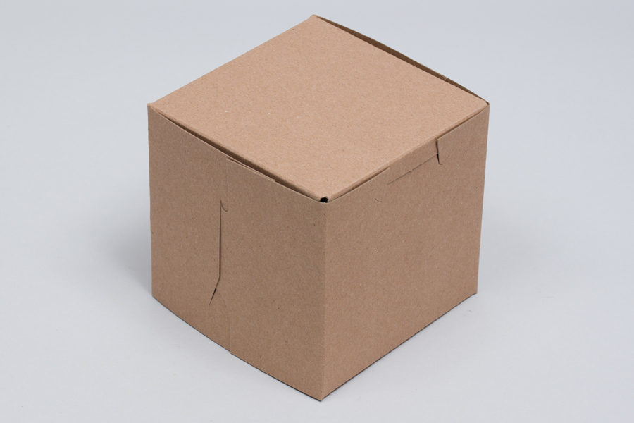 4 x 4 x 4 NATURAL KRAFT ONE-PIECE BAKERY BOXES