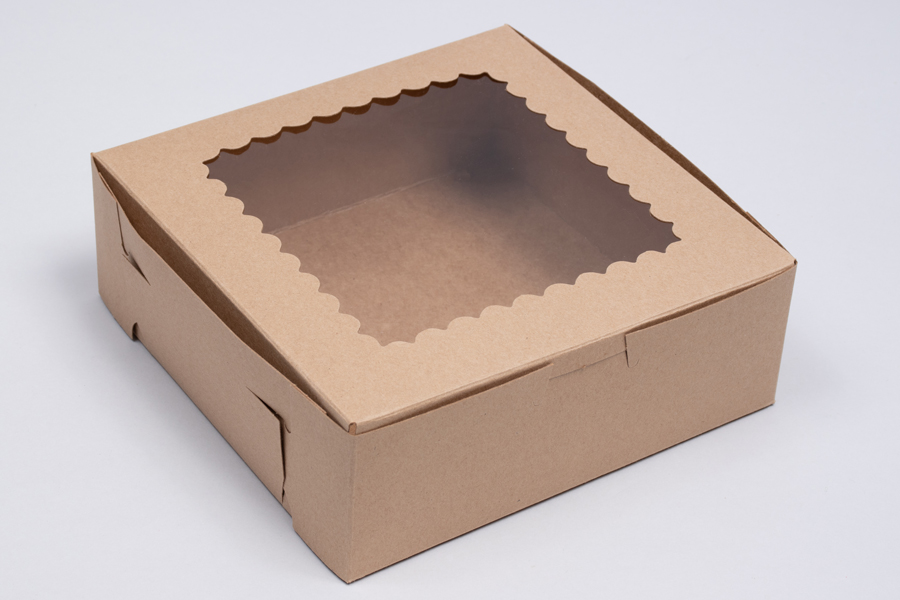 7 x 7 x 2-1/2 KRAFT CUPCAKE BOXES WITH WINDOWS