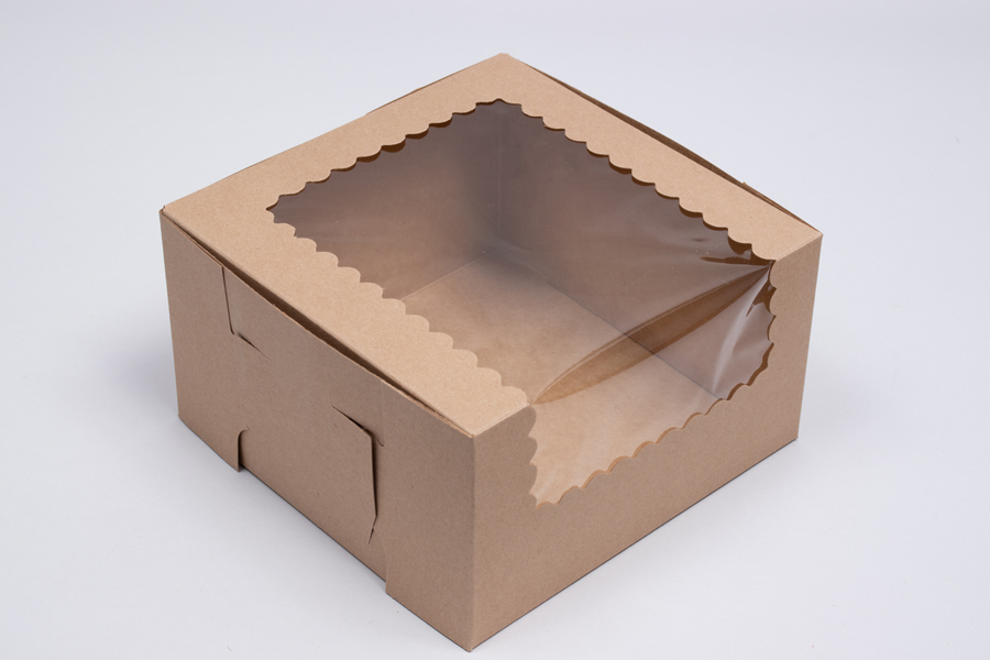 7 x 7 x 4 KRAFT CUPCAKE BOXES WITH WINDOWS