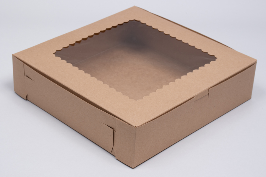 10 x 10 x 2-1/2 KRAFT CUPCAKE BOXES WITH WINDOWS