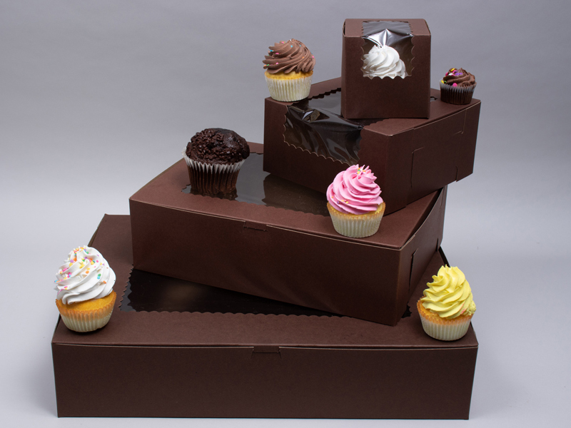 MC - Paper Boxes - Bakery - Window Cup Cake Boxes - Chocolate