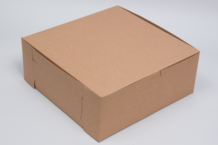 10 x 10 x 4 NATURAL KRAFT ONE-PIECE BAKERY BOXES