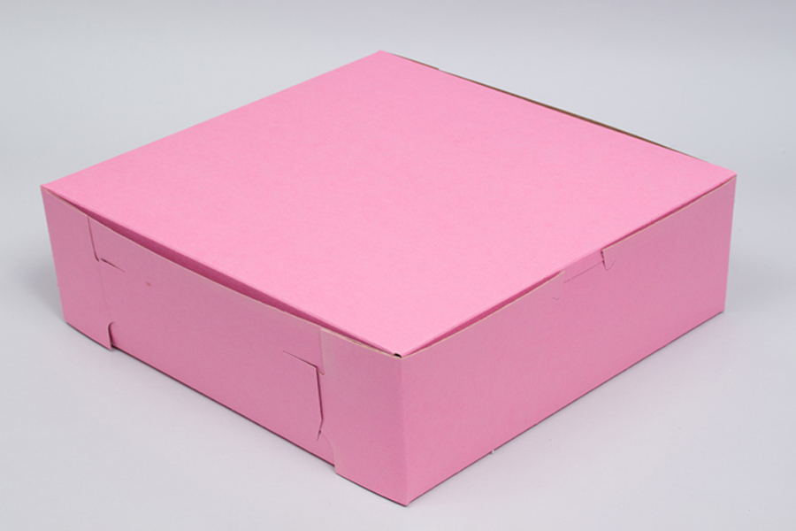 8 x 8 x 3 STRAWBERRY PINK ONE-PIECE BAKERY BOXES