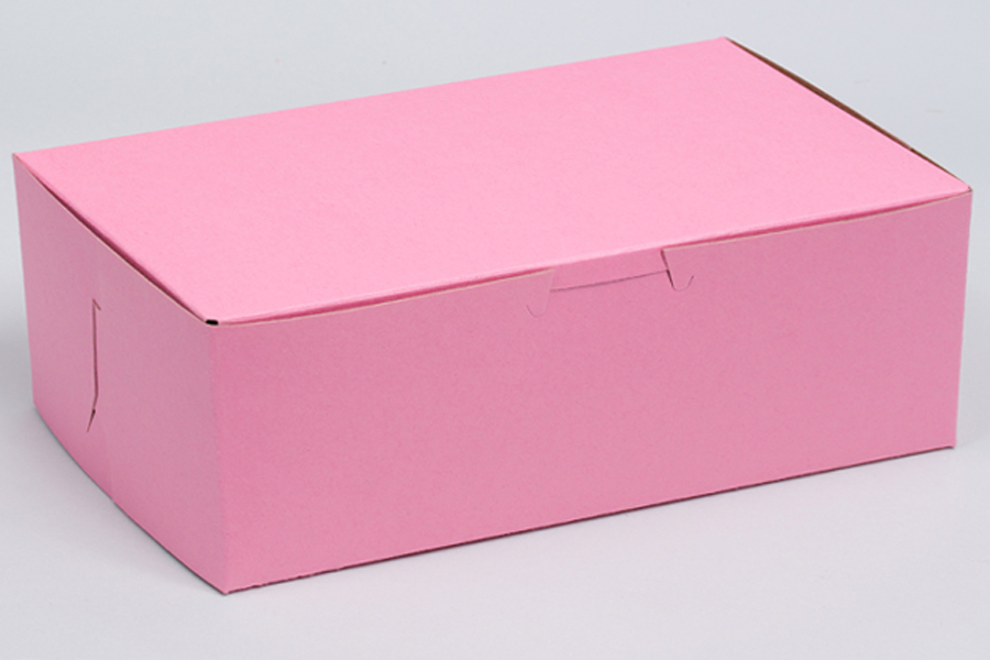 10 x 7 x 4 STRAWBERRY PINK ONE-PIECE BAKERY BOXES