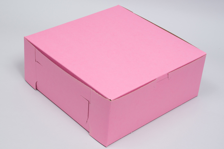 12 x 12 x 5 STRAWBERRY PINK ONE-PIECE BAKERY BOXES