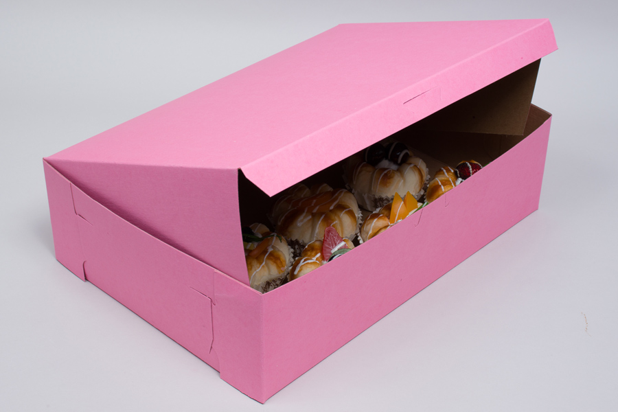 14 x 10 x 4 (1/4 SHEET) STRAWBERRY ONE-PIECE BAKERY BOXES