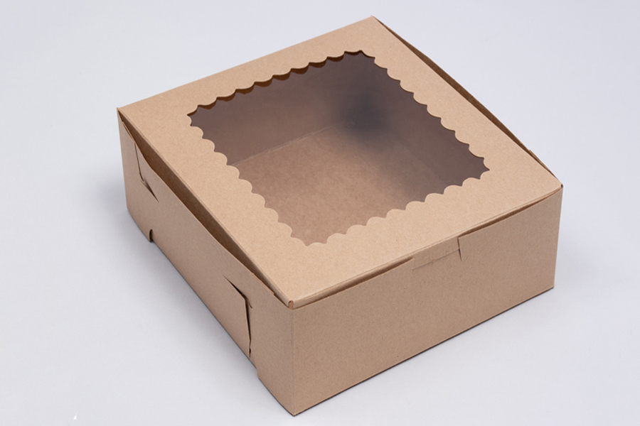 10 x 10 x 5 NATURAL KRAFT WINDOWED BAKERY BOXES