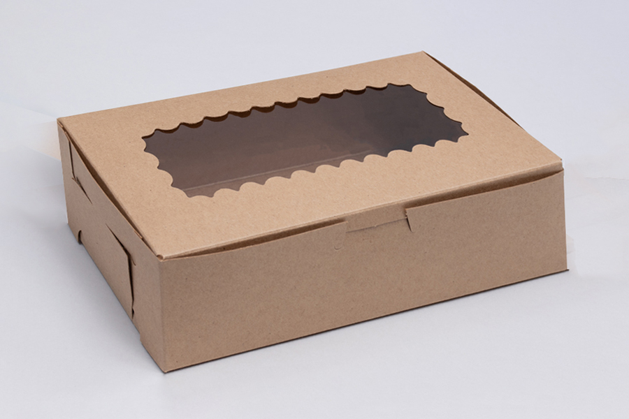 8 x 5-3/4 x 2-1/2 NATURAL KRAFT WINDOWED BAKERY BOXES