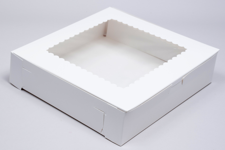 9 x 9 x 2-1/2 WHITE WINDOWED BAKERY BOXES