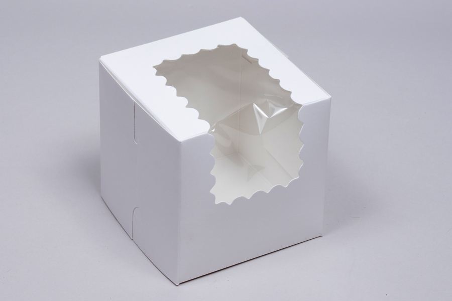 4 x 4 x 4  WHITE CUPCAKE BOXES WITH WINDOWS