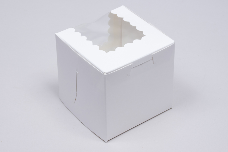 4 x 4 x 4  WHITE CUPCAKE BOXES WITH WINDOWS