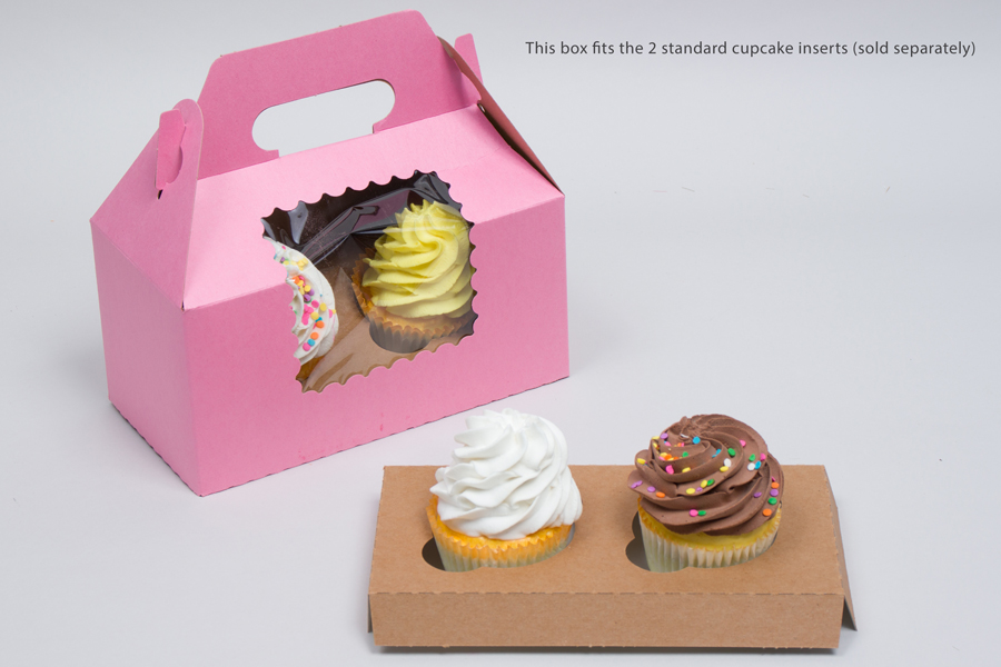 25 Cupcake Box holds 4 each PINK 8 x 8 x 4 Bakery Box and Inserts for 100 