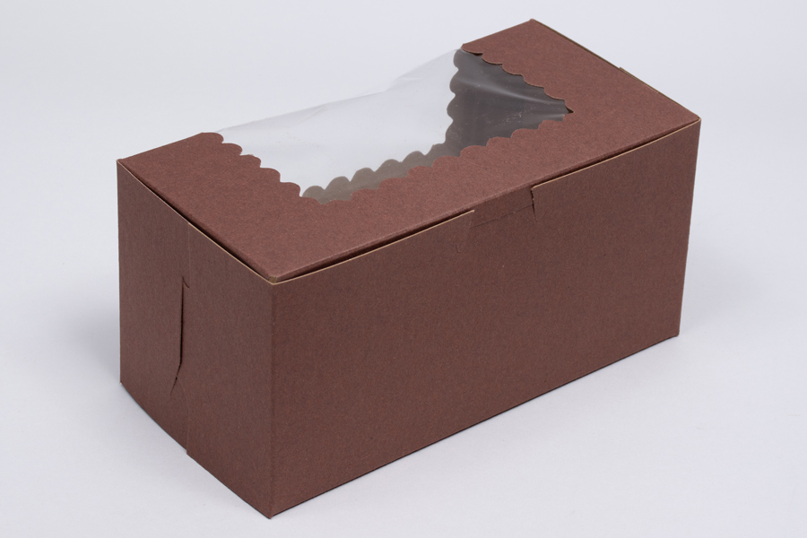 8 x 4 x 4 CHOCOLATE BROWN CUPCAKE BOXES WITH WINDOWS