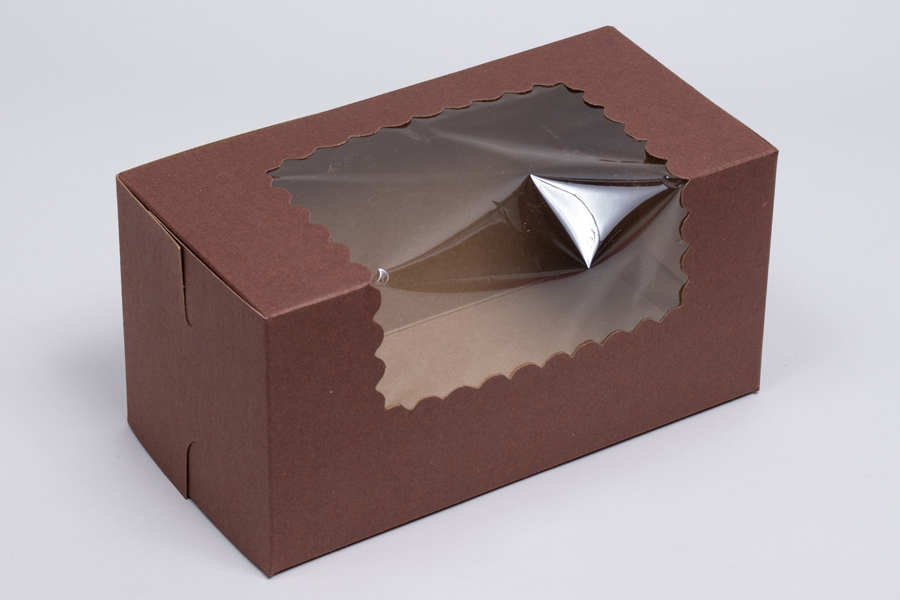 8 x 4 x 4 CHOCOLATE BROWN CUPCAKE BOXES WITH WINDOWS
