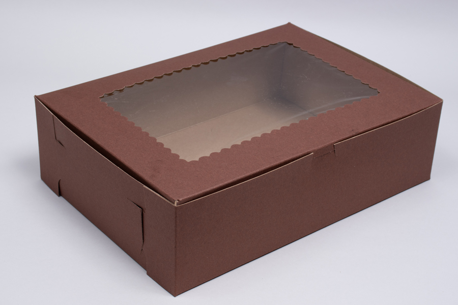 14 x 10 x 4 CHOCOLATE BROWN CUPCAKE BOXES WITH WINDOWS