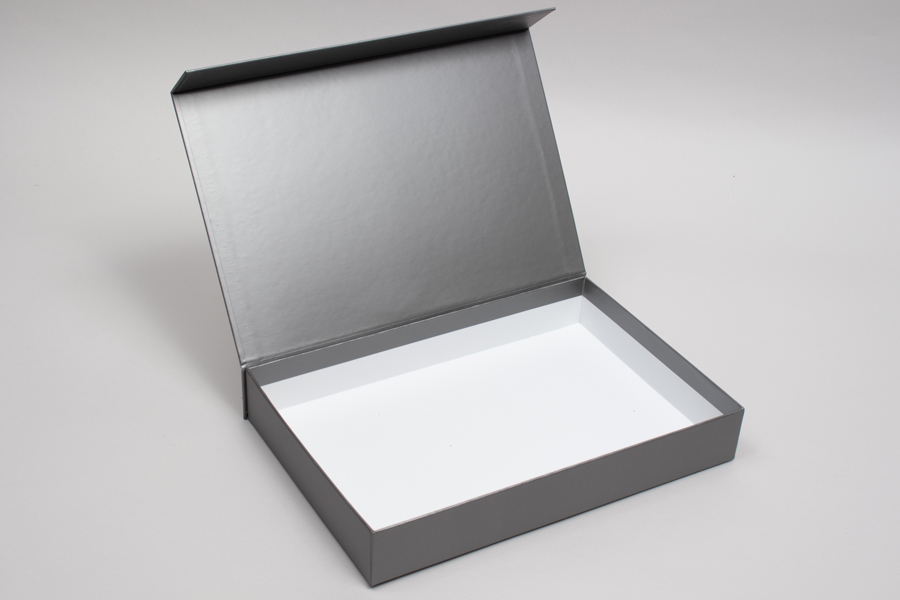 10-13/16” x 7-3/16” x 1-9/16” MATTE PEWTER RIGID MAGNETIC LID GIFT BOXES