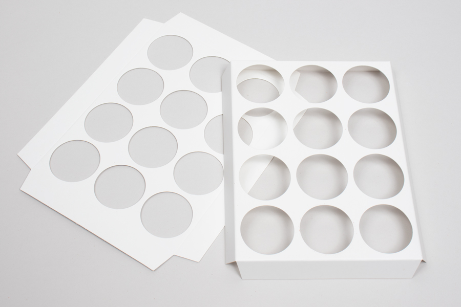 12 SMALL TIN WHITE PAPERBOARD INSERTS FOR MAGNETIC GIFT BOXES
