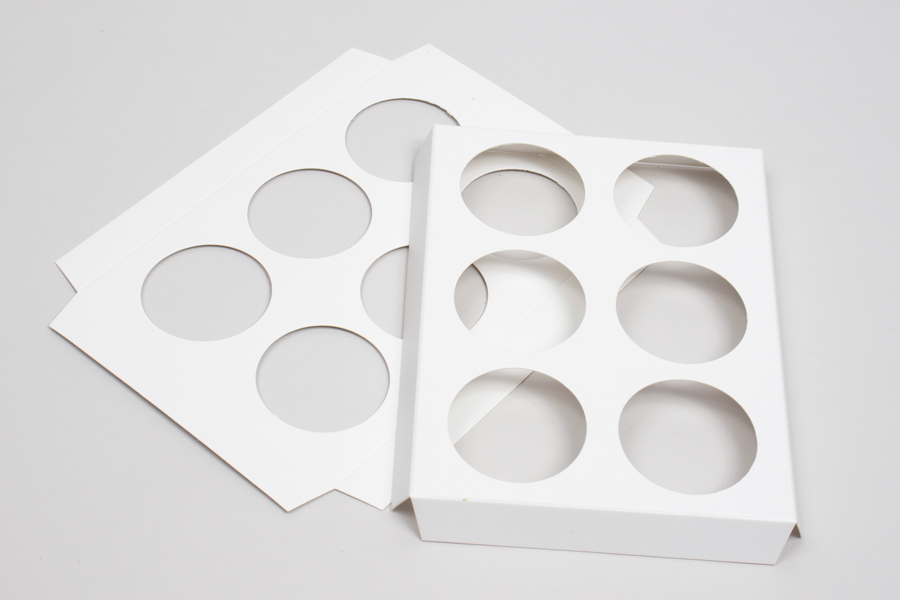 6 MEDIUM TIN WHITE PAPERBOARD INSERTS FOR MAGNETIC GIFT BOXES